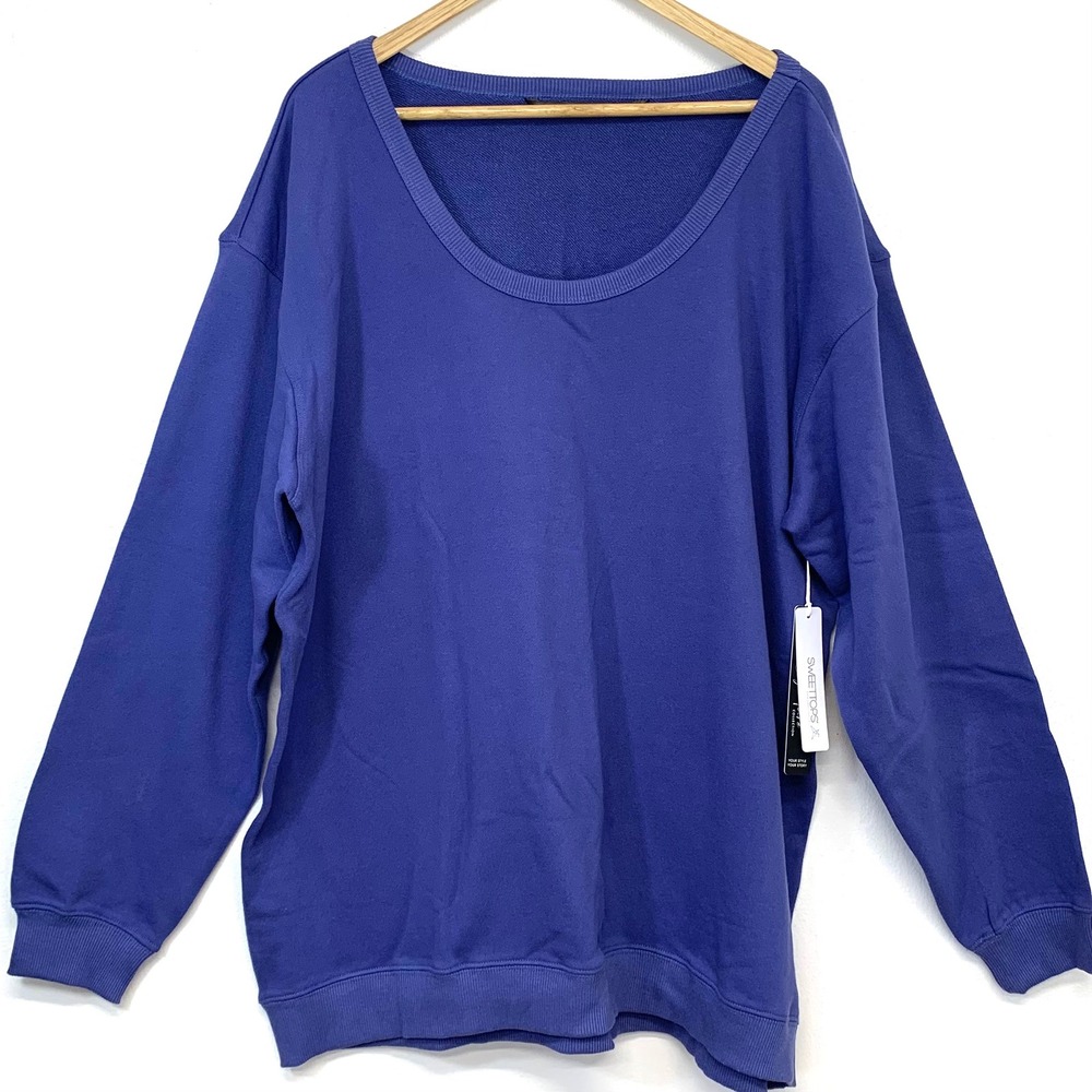 SweetLegs Purple Scoop Neck Sweatshirt 2XL Women Casual Cotton French Terry New